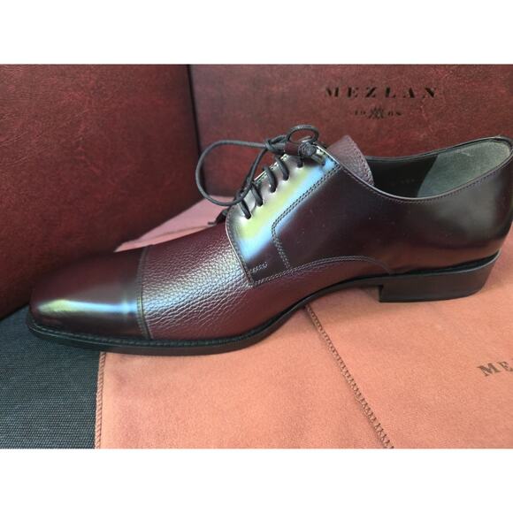 Mezlan Soka Deer Burgundy Classic Lace Up Cap Toe Calf Skin Shoes 12M main image 7